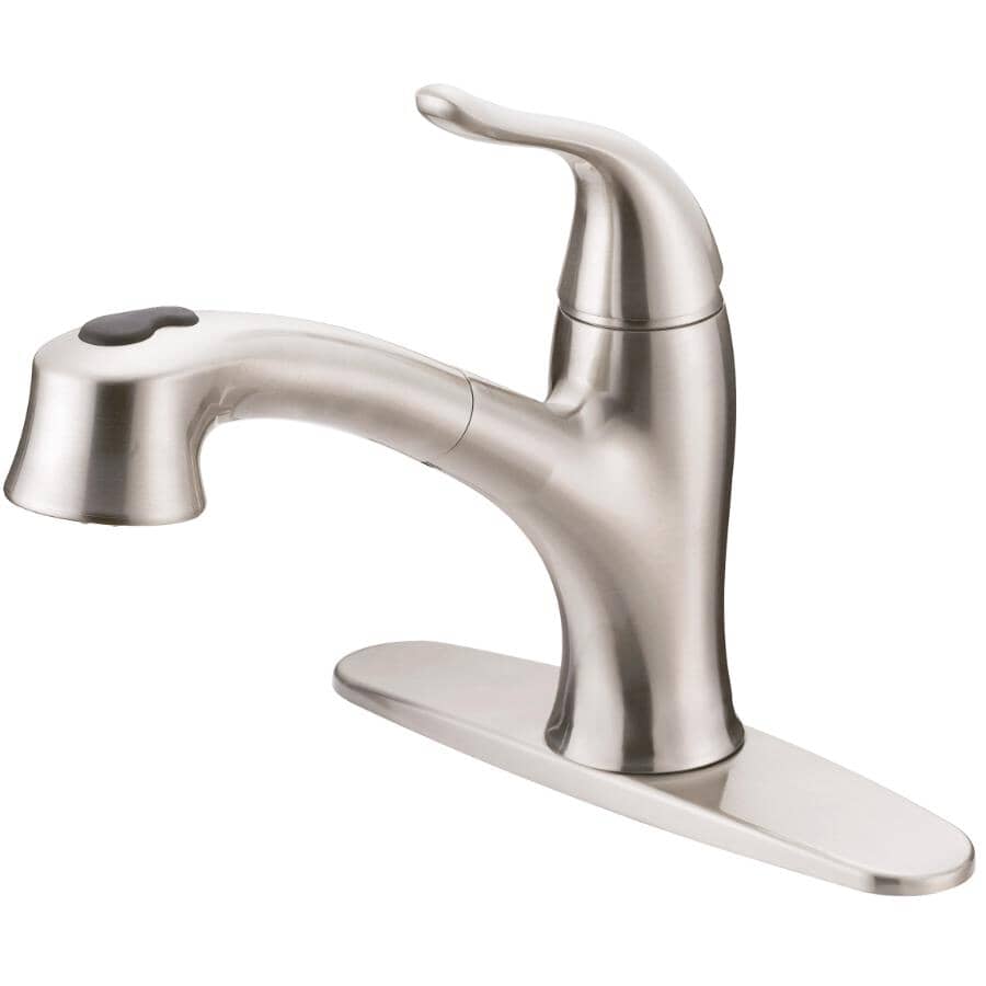 Kelby Single Handle Pull-Out Kitchen Faucet - with Dual Spray, Brushed Nickel