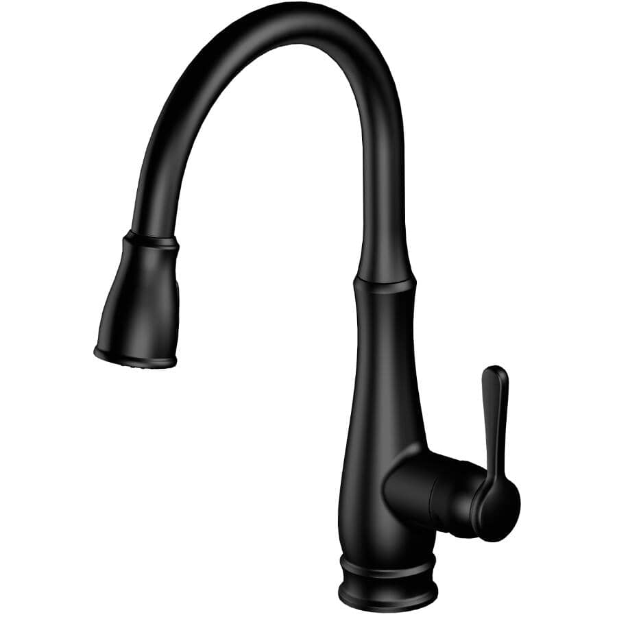 Whitley Single Handle Pull-Down Kitchen Faucet - with Dual Spray, Matte Black