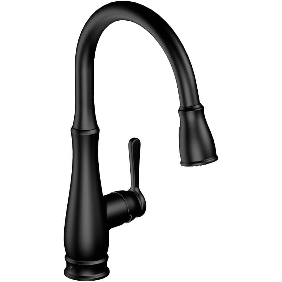 Whitley Single Handle Pull-Down Kitchen Faucet - with Dual Spray, Matte Black