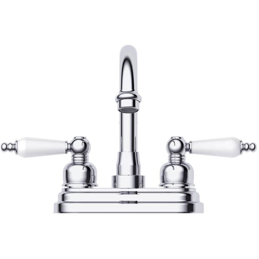 Wistan High-Spout Lavatory Faucet, with Porcelain and Chrome Handles