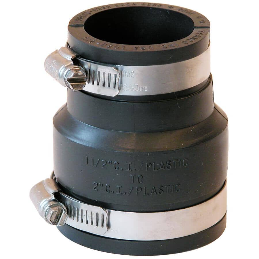 2'' x 1-1/2'' Plastic to Cast Iron Adjustable PVC Coupling