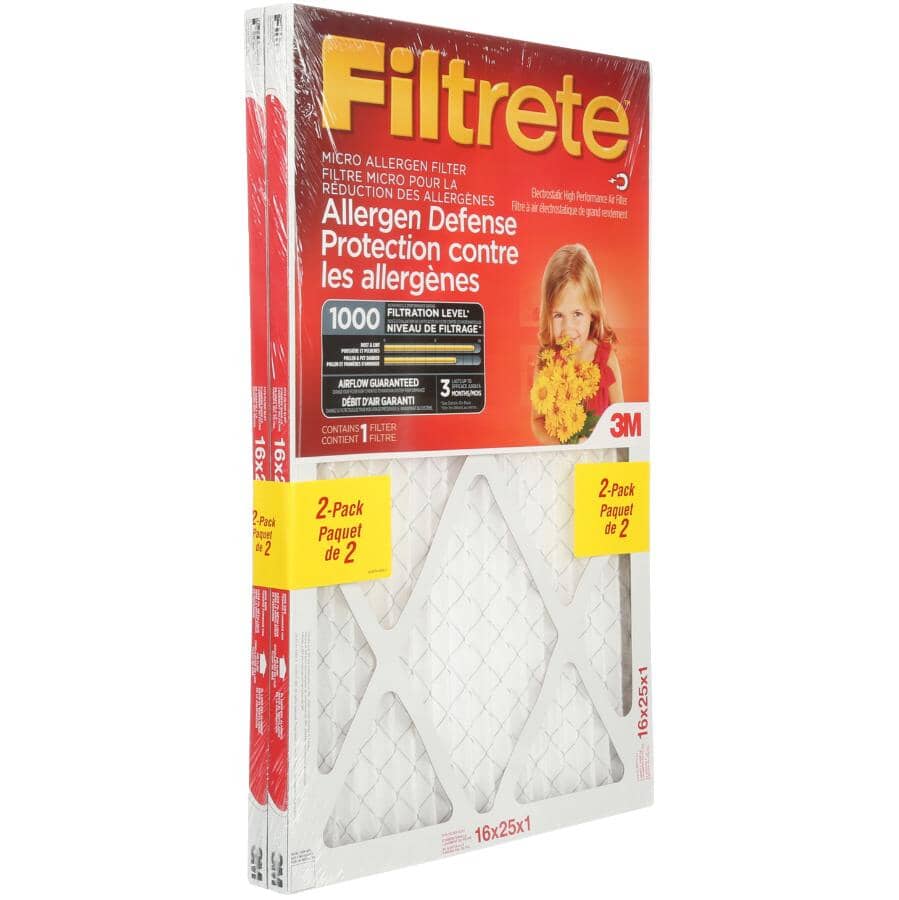 Allergen Defense Micro Allergen Furnace Filter - 1" x 16" x 25", 2 Pack