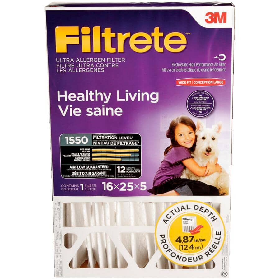 Healthy Living Ultra Allergen Deep Pleat Furnace Filter - 5" x 16" x 25"