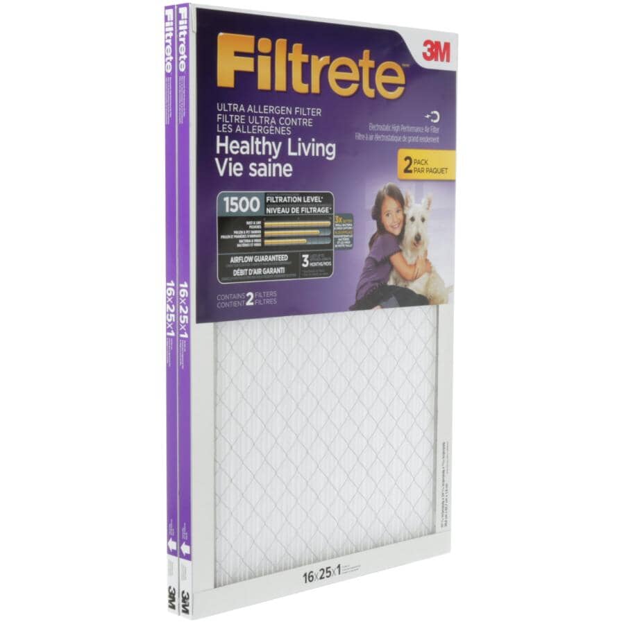 Healthy Living Ultra Allergen Furnace Filter - 1" x 16" x 25", 2 Pack