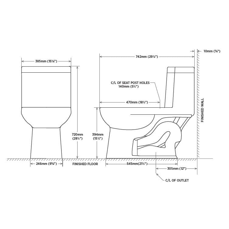 3 L/4.8 L Chaplin High Efficiency Dual Flush Elongated Toilet - White
