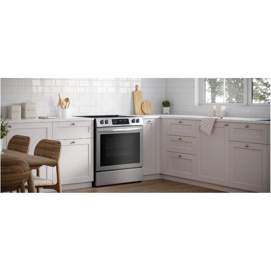 30" 5.3 cu. ft. Freestanding Smooth Top Electric Range (FCFE308CAS) - Convection + Self-Cleaning, Stainless Steel