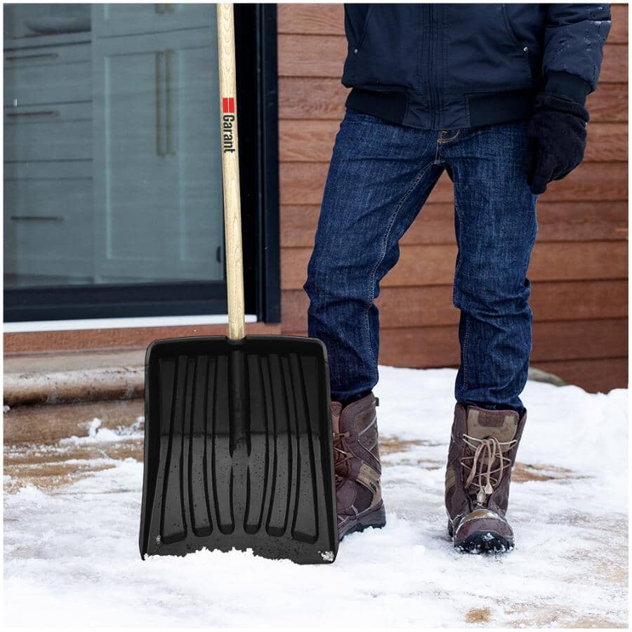 13.9" Poly Blade Snow Shovel - with Stained Ash Handle