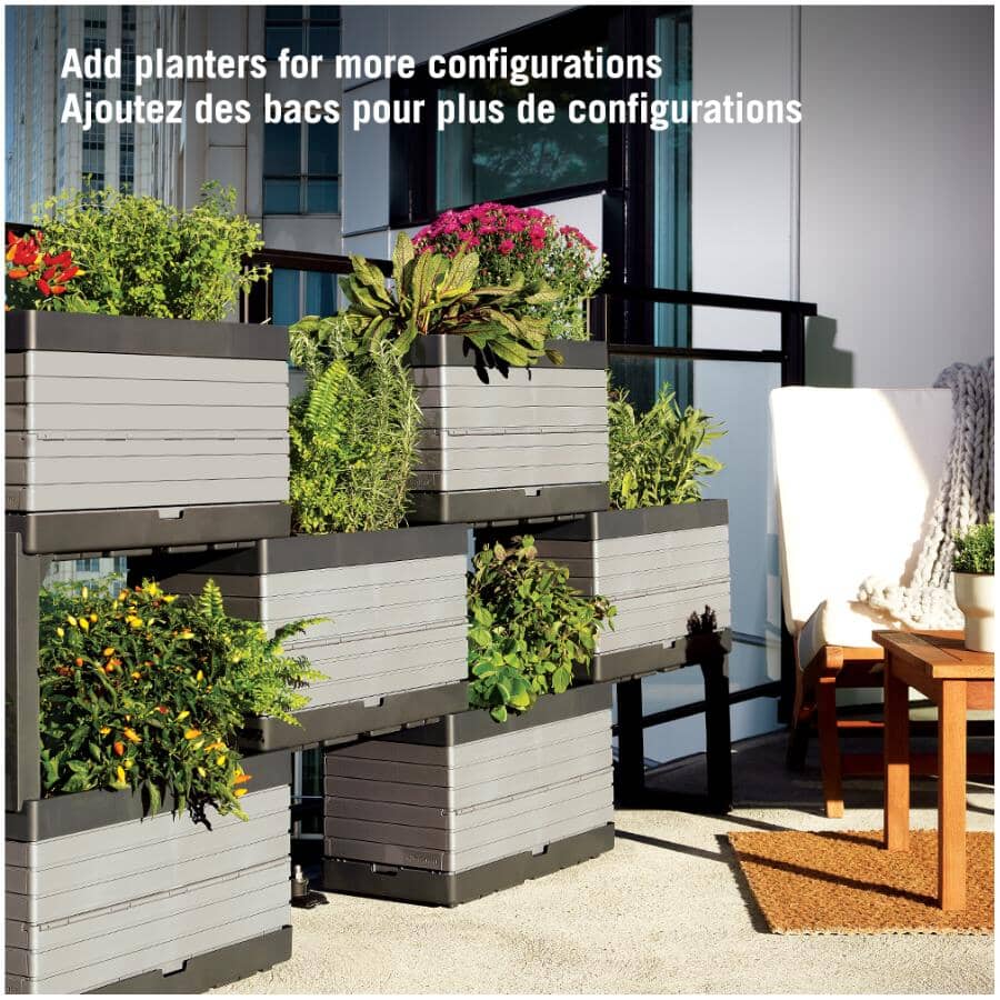 5 Piece Grey Modular Garden Planter Kit
