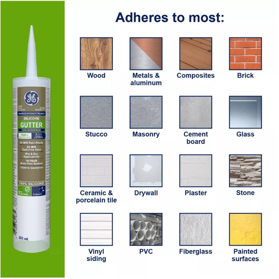 Gutter & Flashing Silicone II Sealant - Clear, 298 ml