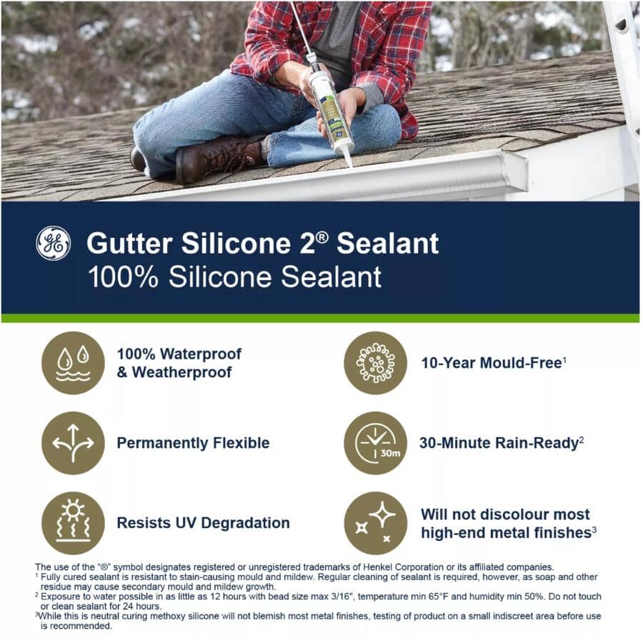 Gutter & Flashing Silicone II Sealant - Clear, 298 ml