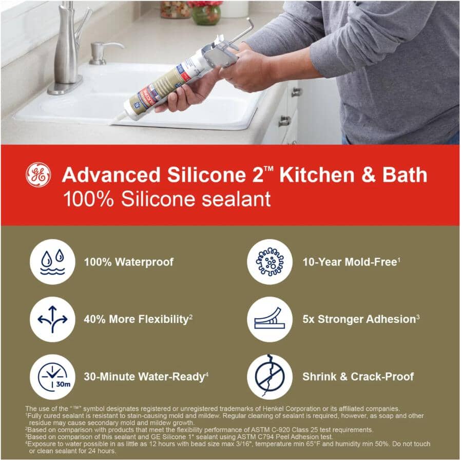 Kitchen & Bath Silicone II Sealant - Clear, 82.8 ml