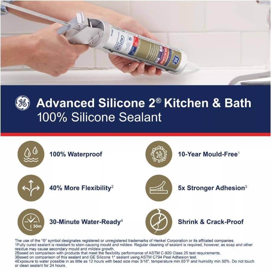 Kitchen & Bath Silicone II Sealant - Almond, 298 ml