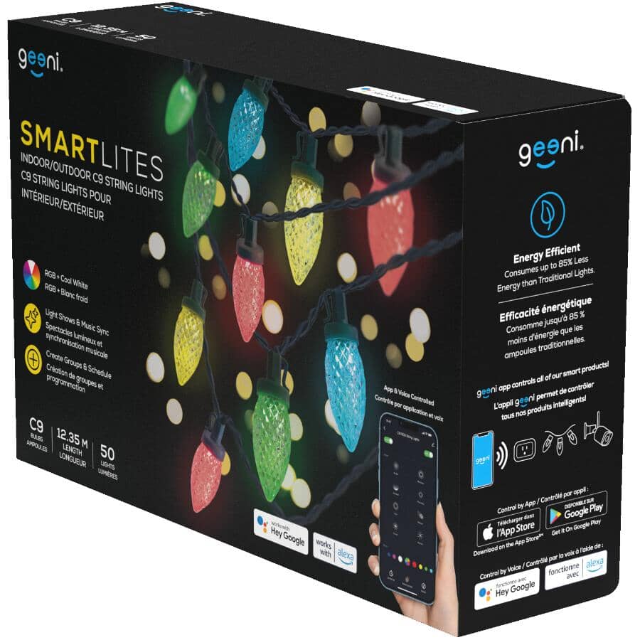 C9 Smart Light Set with Green Wire - 50 Colour Changing LEDs