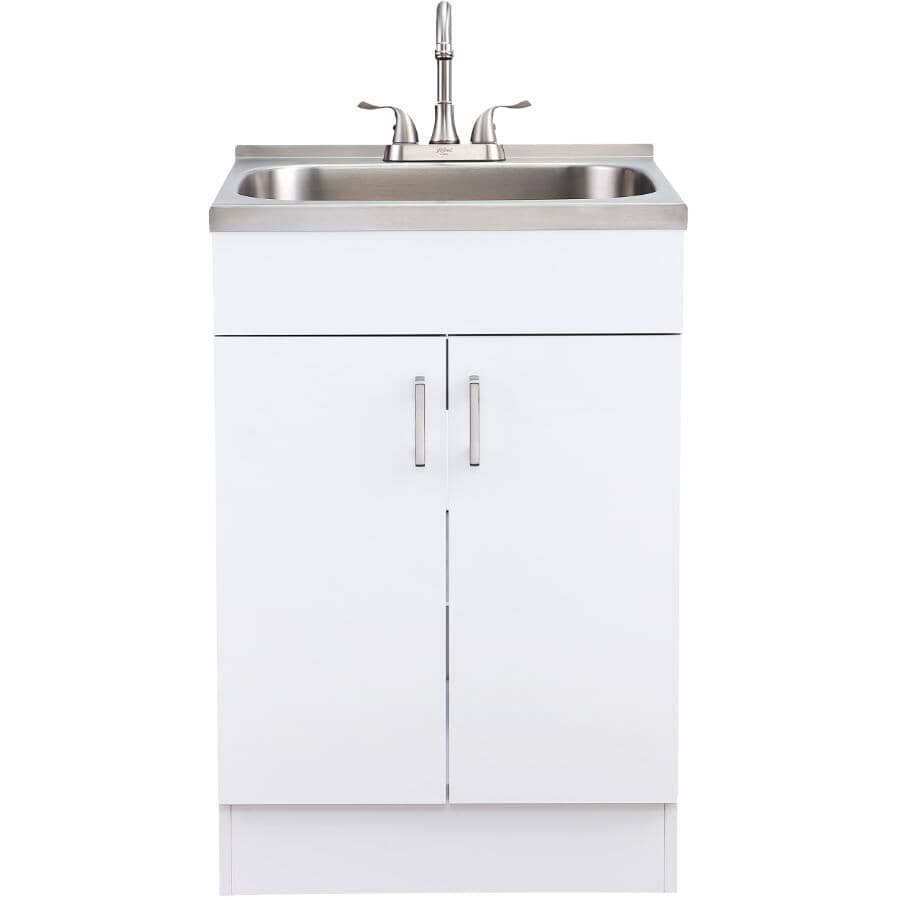 31.5" x 21.75" Laundry Cabinet with Stainless Steel Sink - White