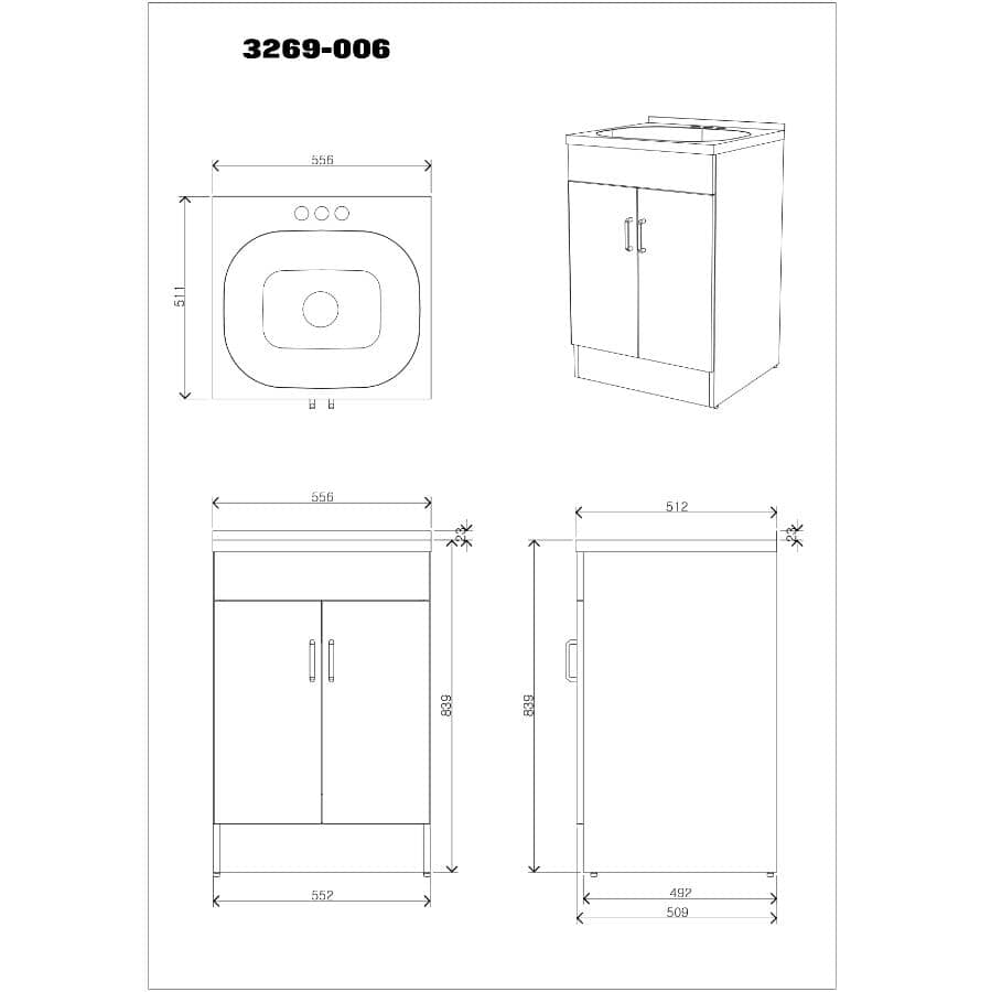 31.5" x 21.75" Laundry Cabinet with Stainless Steel Sink - White