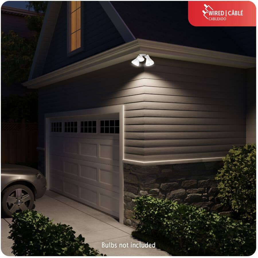 2 Light 180 Degree Motion Detector Security Light - White