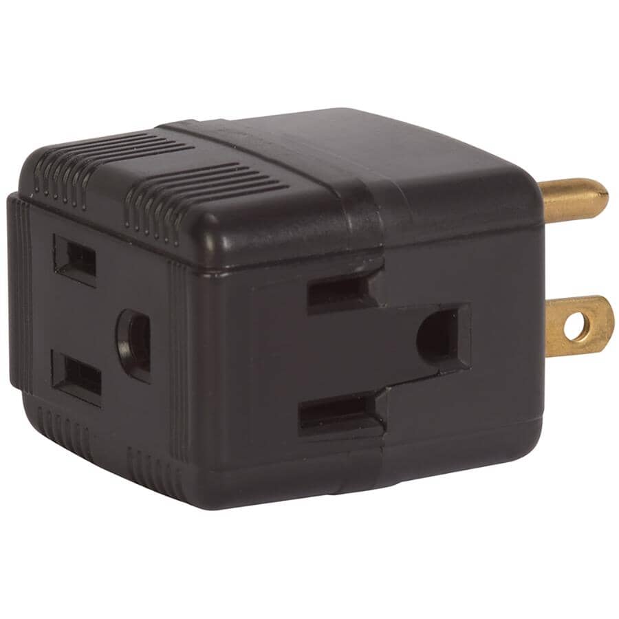 3 Outlet Heavy Duty Black Cube Wall Tap