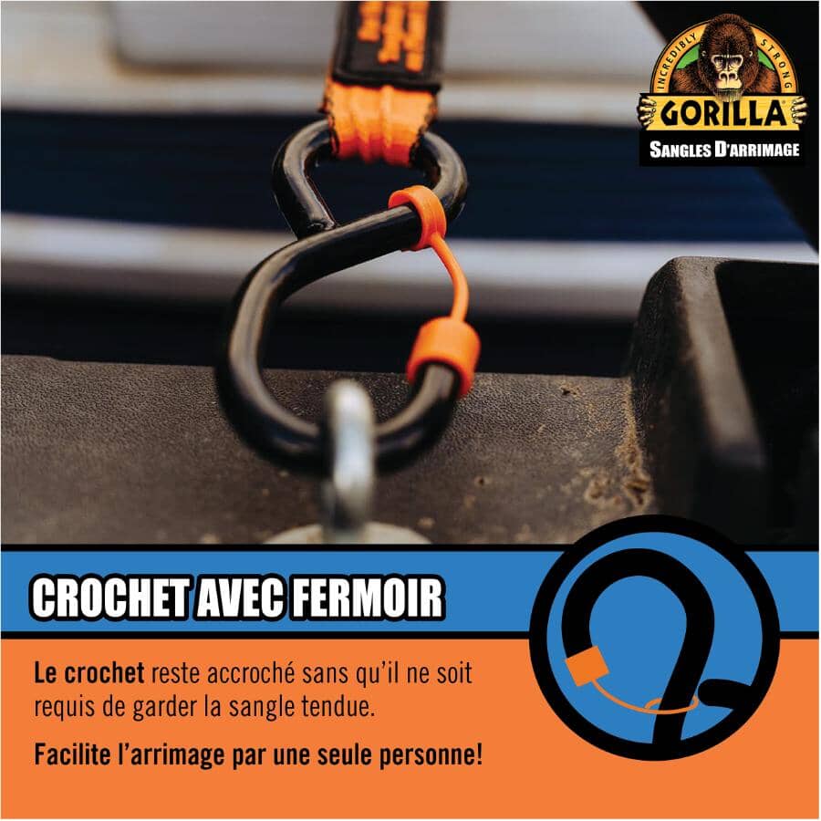 1500 lb Light Duty Ratchet Straps - 1" x 12', 4 Pack