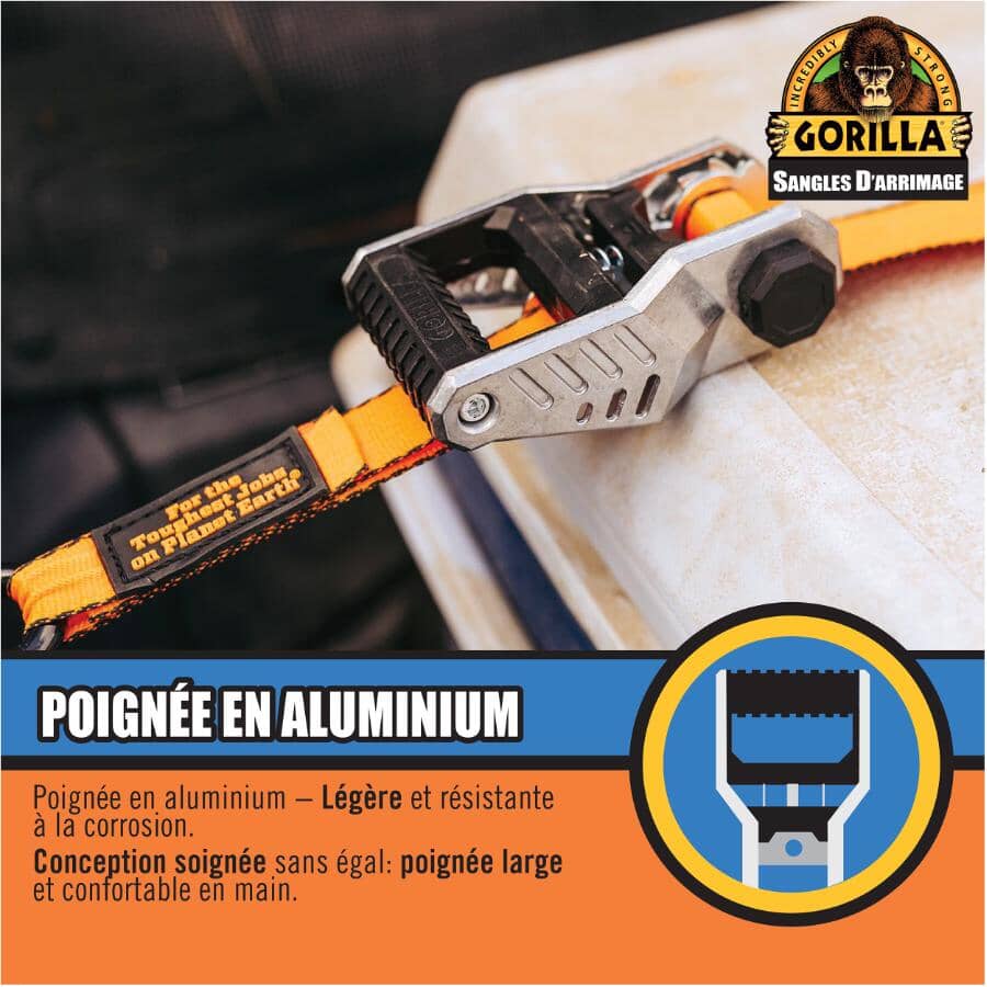 1500 lb Light Duty Ratchet Straps - 1" x 12', 4 Pack