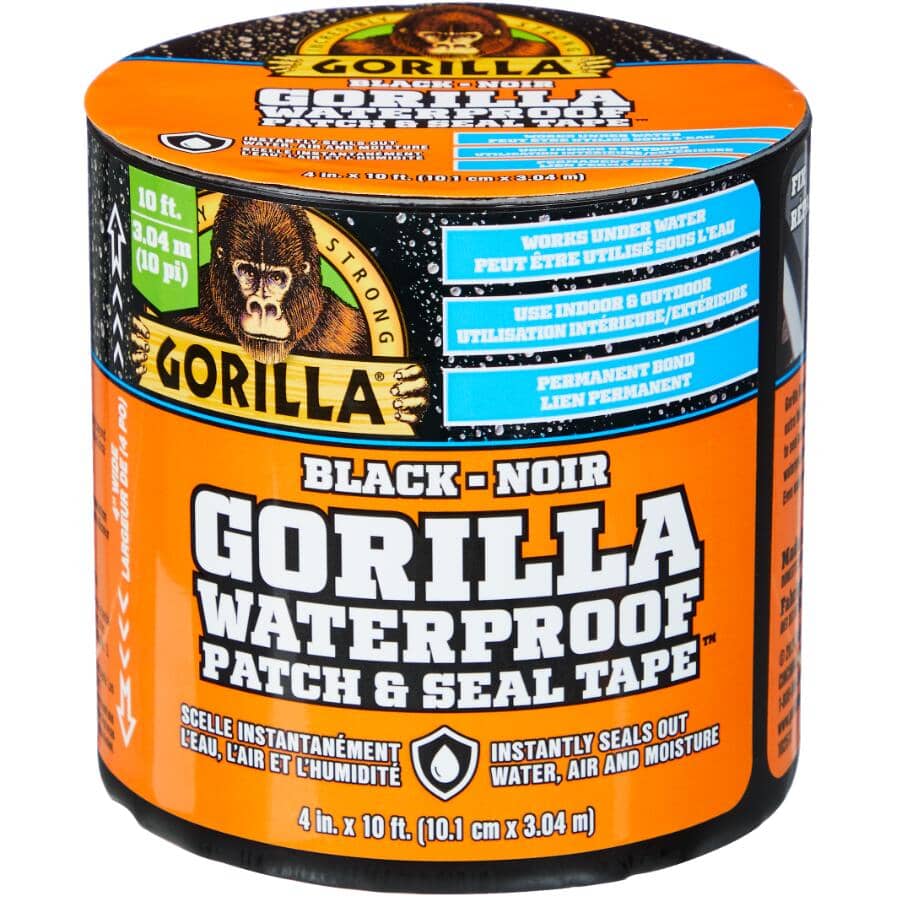Waterproof Patch & Seal Tape - 4" x 10' (10.16 cm x 3.04 m), Black