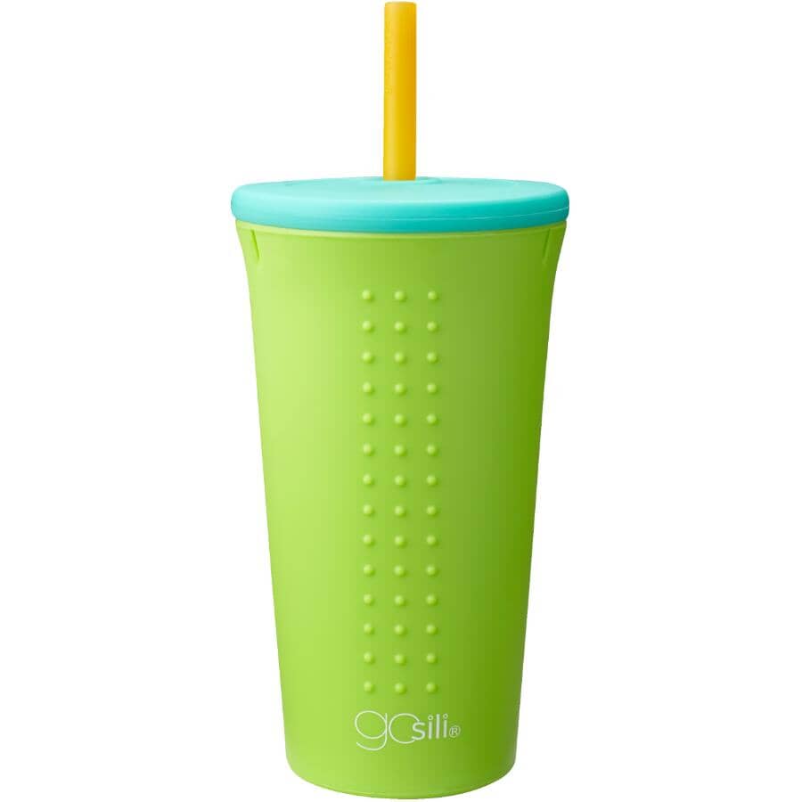 Silicone Tumbler with Straw - Lime & Sea, 16 oz