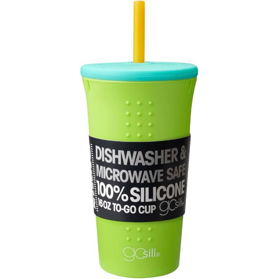 Silicone Tumbler with Straw - Lime & Sea, 16 oz