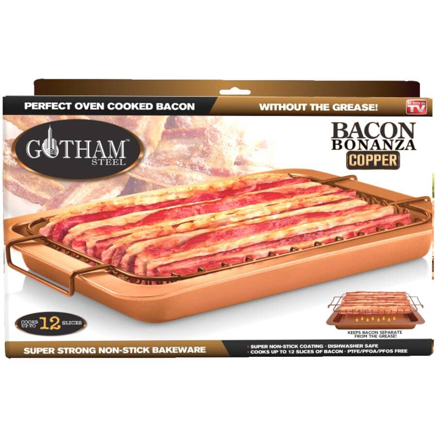 Bacon Bonanza Non-Stick Pan with Rack - Copper, 2 Pc