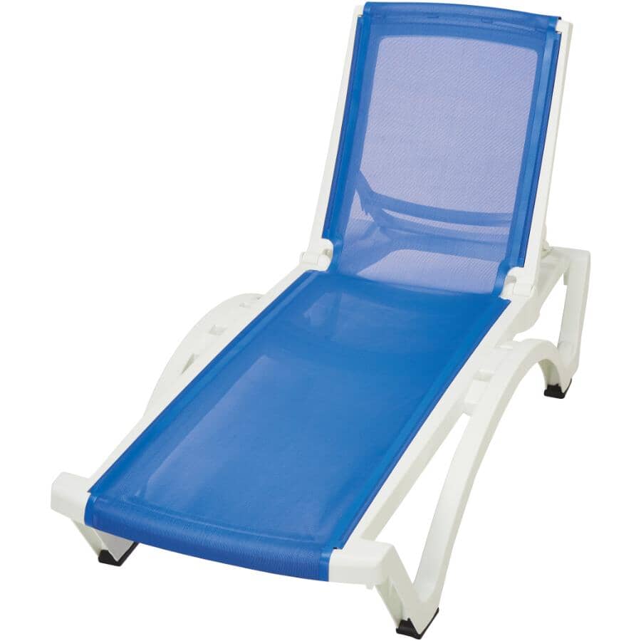 White/Blue Baja Sling Chaise Lounge