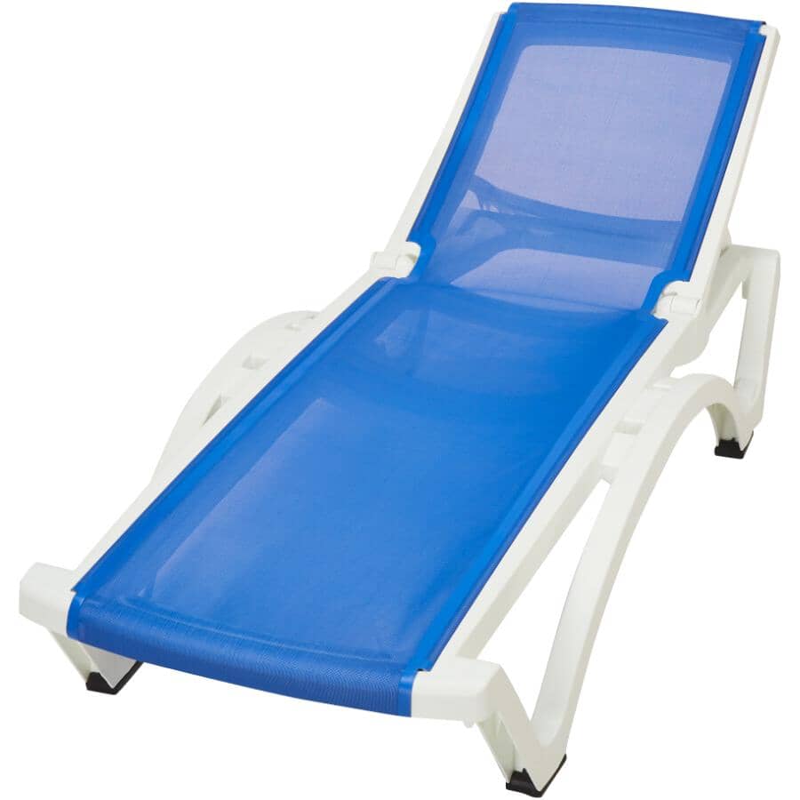 White/Blue Baja Sling Chaise Lounge