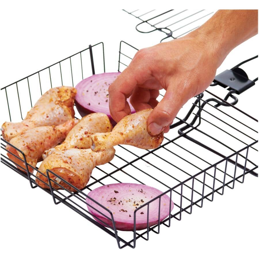Non Stick BBQ Broiler Basket - with Detachable Handle