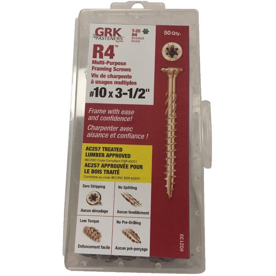 #10 x 3-1/2" Climatek Star Drive R4 Structural Wood Screws - 50 Pack