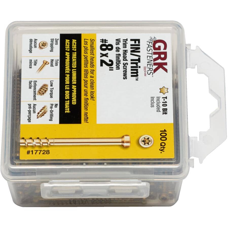 100 Pack #8 x 2" Climatek Star Drive Trim Finishing Wood Screws