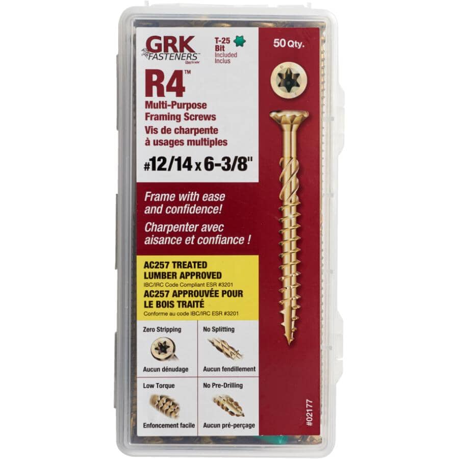 #12/14 x 6-3/8" Climatek Star Drive R4 Structural Wood Screws - 50 Pack