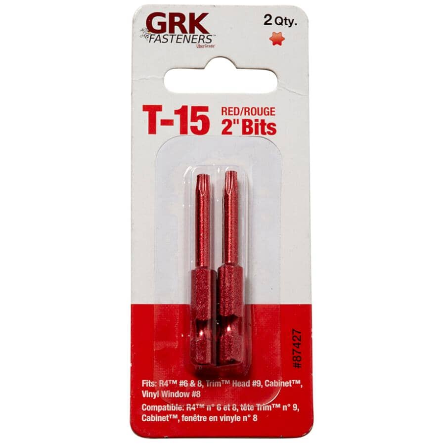 2" T15 Red Torx Bits - 2 Pack