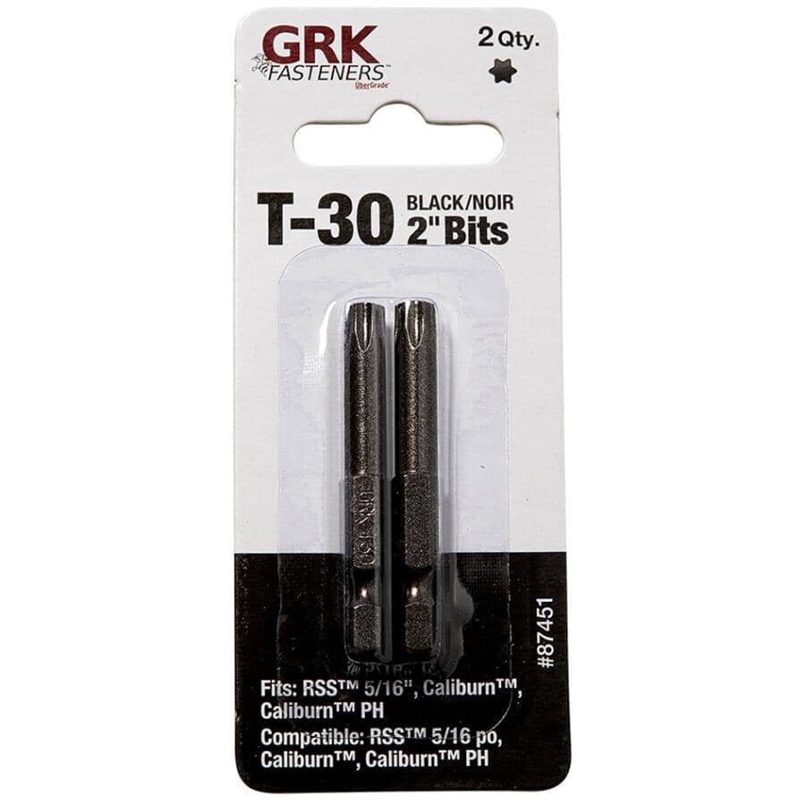 2" T30 Black Torx Bits - 2 Pack