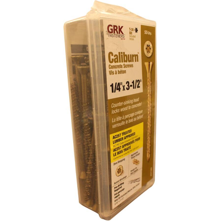 50 Pack 1/4" x 3-1/2" Flat Head Concrete Screws