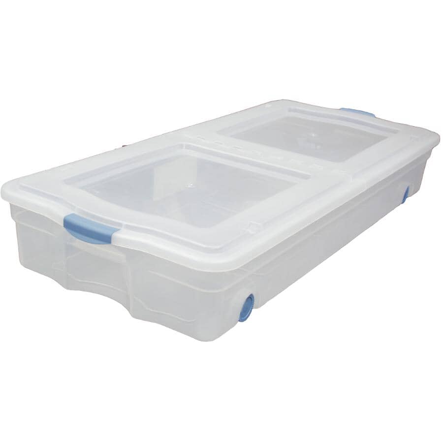 64L Clear Under the Bed Storage Box, with Wheels