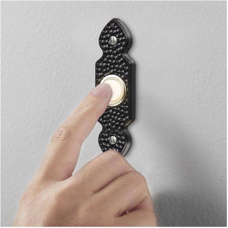 Wired LED Push Button Doorbell - Recessed, Black