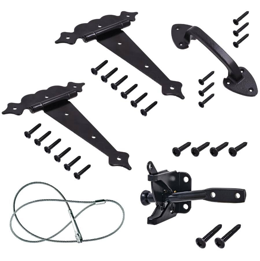 Deluxe Gate Hardware Kit - Black, 5 Piece