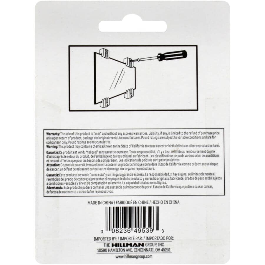 Heavy Duty Plastic Mirror Clips, 20LB - 4 Pack