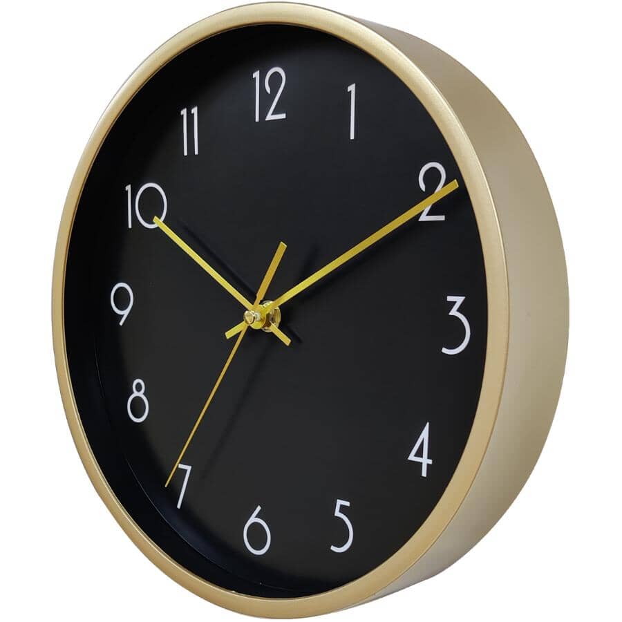 10" Round Wall Clock - Gold & Black