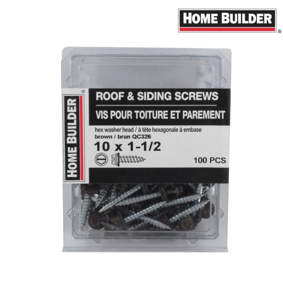 #10 x 1-1/2" Brown Roofing Screws - QC326, 100 Pack