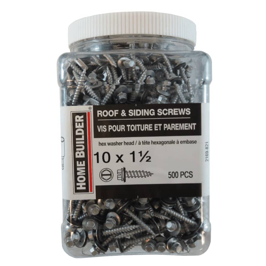 #10 x 1-1/2" Silver Roofing Screws - 500 Pack