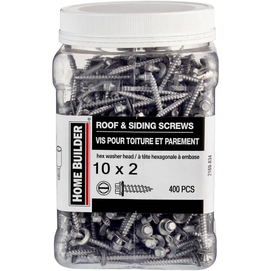 #10 x 2" Silver Roofing Screws - 400 Pack