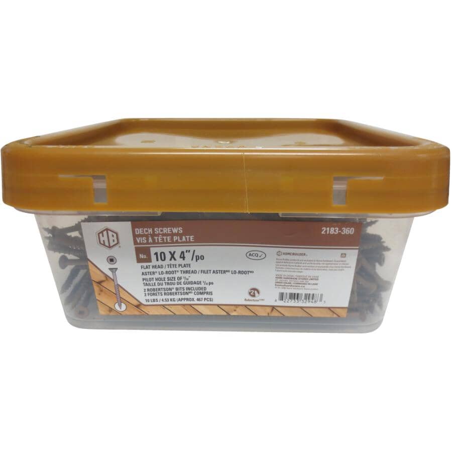 #10 x 4" Brown Square Drive Deck Screws - 10 lb Pail