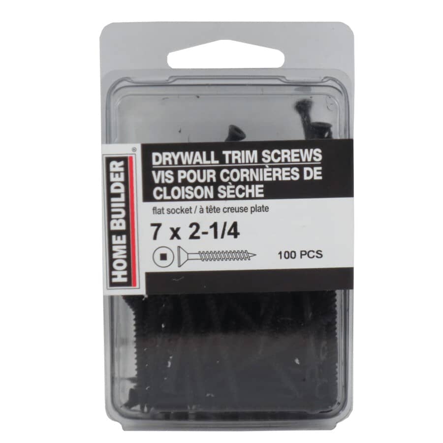 100 Pack #6 x 2-1/4" Trim Head Fine Thread Drywall Screws