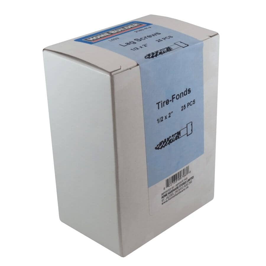 1/2" x 2" Zinc Plated Hex Lag Screw