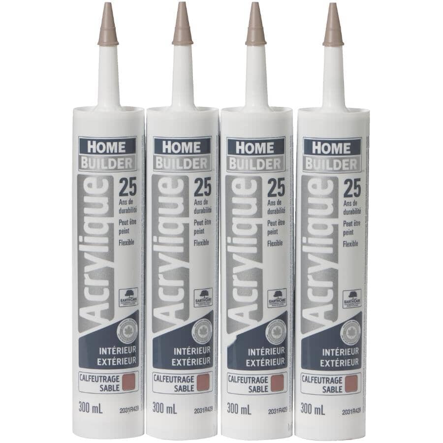 25 Year All Purpose Acrylic Caulking - Sandalwood, 300 ml, 4 Pack