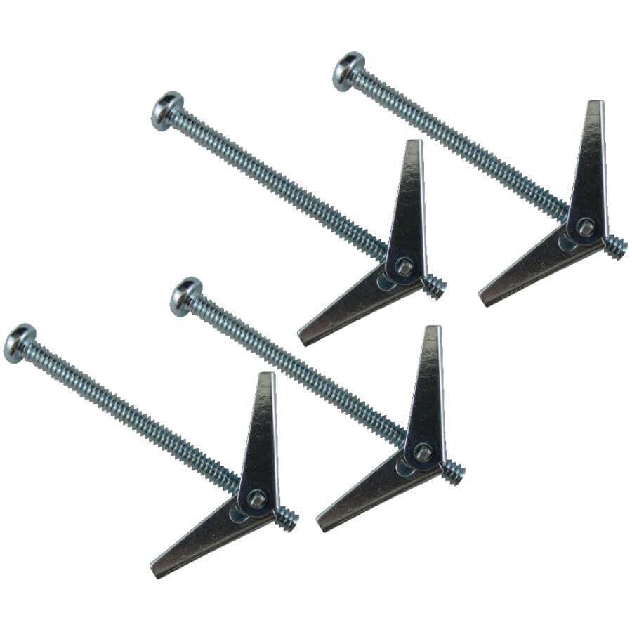 4 Pack #6-32 x 2" Zinc Plated Toggle Wing Anchors