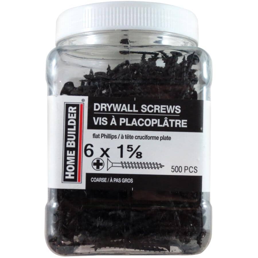 500 Pack #6 x 1-5/8" Coarse Thread Drywall Screws